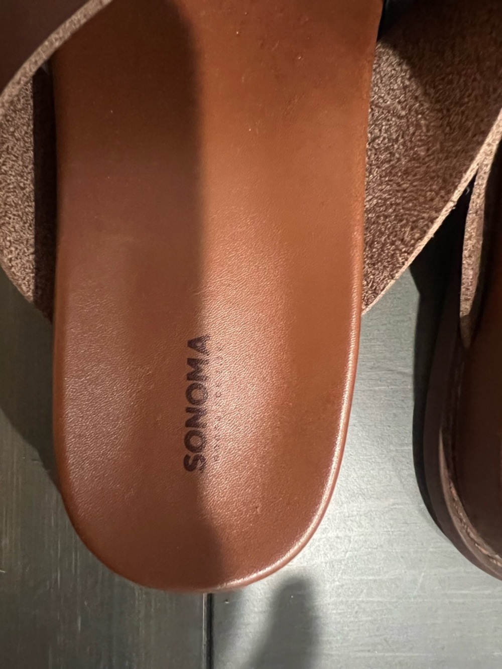 Sonoma Cognac Leather-Look Crisscross Slide Sandals - Picture 7 of 8